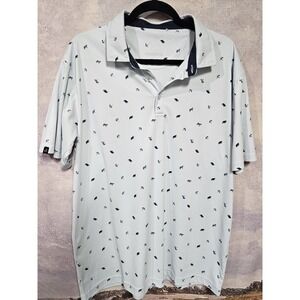 Swannies Performance Golf Polo Shirt Mens Large Short Sleeve White Animal Print